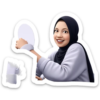 smiling girl at table sticker