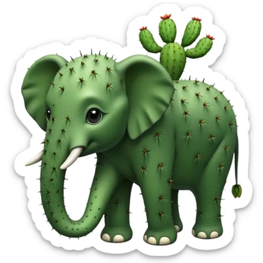 hybrid of an elephant and a cactus sticker