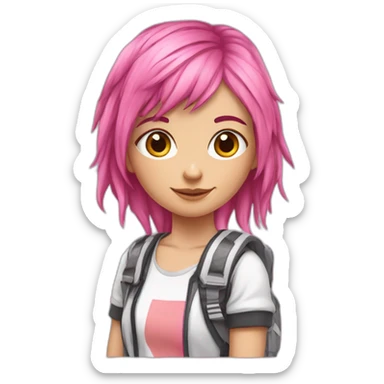pink hair gamer girl and adidas clothes sticker