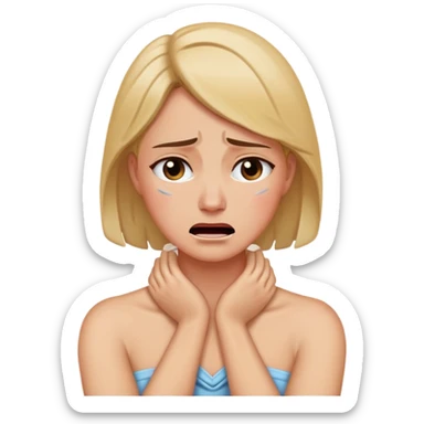 Arms crossing over women’s neck while crying  sticker