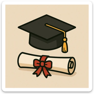 graduation cap and diploma symbolizing school achievement sticker