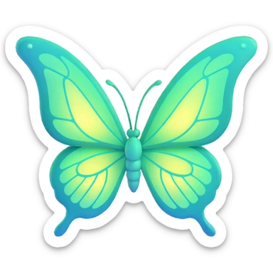 vibrant #c0ff53 green butterfly with large glowing wings, soft gradients, magical sparkles, surrounded by dreamy aura, elegant 3D cartoon fantasy art, transparent background, Discord role icon sticker