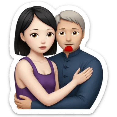 mads mikkelsen holds asian girl by the neck sticker