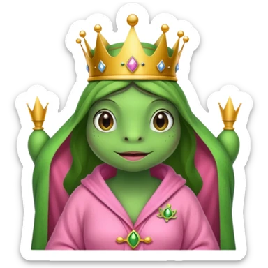 Princesse frog in her bedroom with pink robe sticker