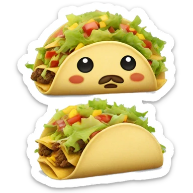 tacos with cute face sticker