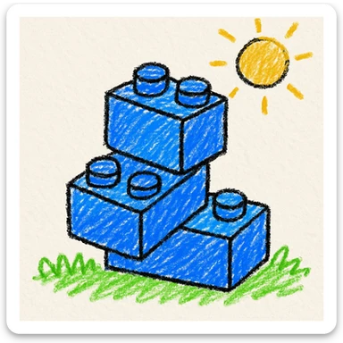 stacked blue toy blocks for children, no text, soft edges, cheerful look sticker