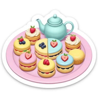 tea party pastries tray pastel colors sticker