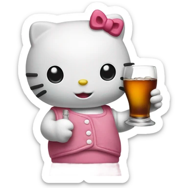 Cute aesthetic Hello Kitty, drinking Hennessy ￼ sticker