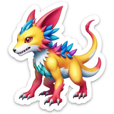 colorful Fakémon-Digimon-Fionbri-Trico-creature (full body) sticker