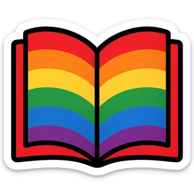 gay pride emoji, rainbow book, open pages, no background sticker