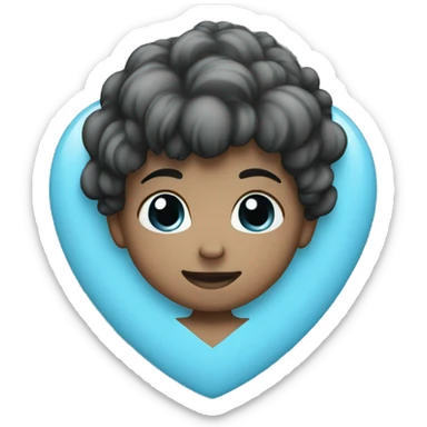 Half black and baby blue heart sticker