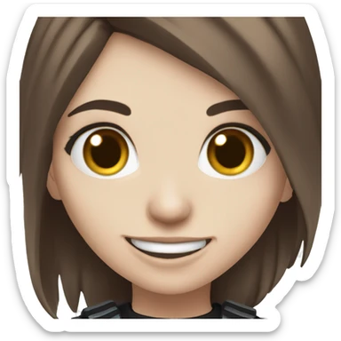 happy Goth gamer girl with blue eyes, and brown hair sticker