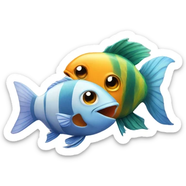 fish and cat sticker