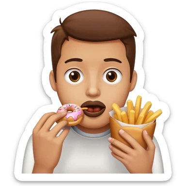 Fries eating a doughnut  sticker