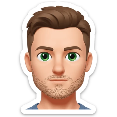 man stubble brown hair green eyes sticker