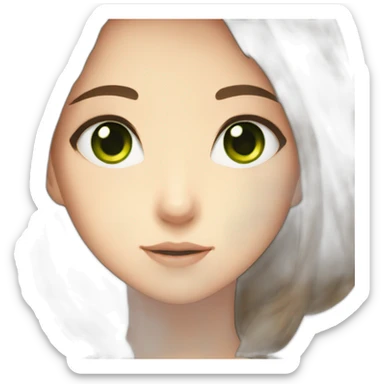 anime girl with brown hair and green eyes sticker