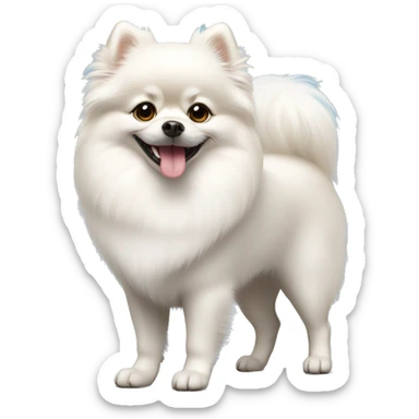 white pomeranian standing  sticker