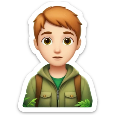 person exploring an enchanted forest sticker