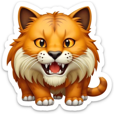 saber-toothed cat with a tiny body and 8-inch-long canine teeth that are ridiculously oversized compared to its minuscule body, extreme contrast sticker