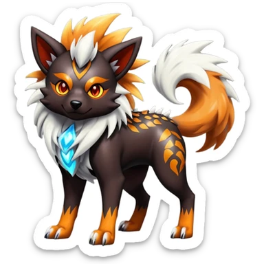 Shiny Gothic Exotic Punk’ish Cool Colorful Epic Futuristic Houndoom-Arcanine-Zorua-Torracat-Pokémon-Fakémon-hybrid-creature sticker
