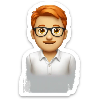 Garçon roux avec des lunettes rouges  sticker