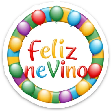 necesito un logo formato redondo en el cual transmita el siguiente mensaje "feliz año nuevo" sticker