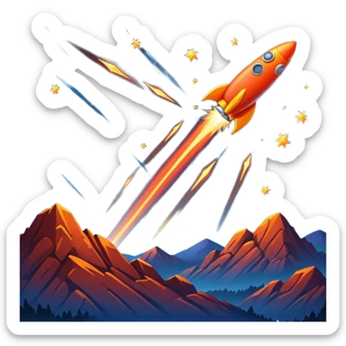 A dramatic, fiery meteor shower streaking across the night sky, with shooting stars blazing their trails sticker