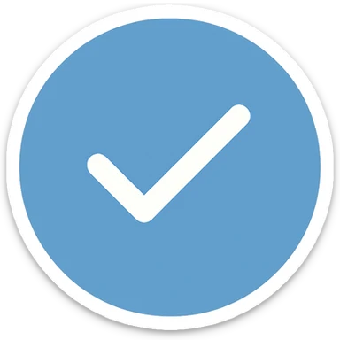 white checkmark in a blue circle sticker
