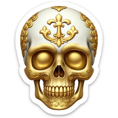 skull in gold sticker