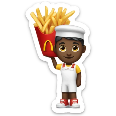 white skin mcdonalds worker putting the fries in the bag sticker