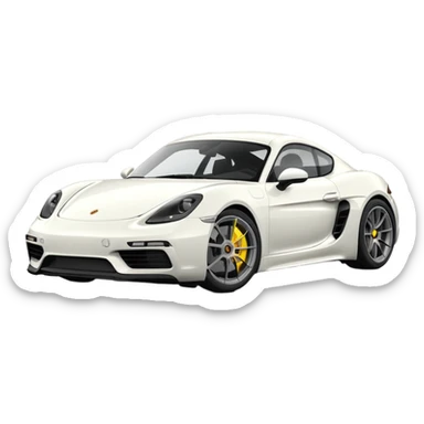 Matte White colored exterior 2024 Porsche 718 Cayman GTS 4.0 with "yellow ceramic brake calipers" only and dark silver anthracite rims sticker