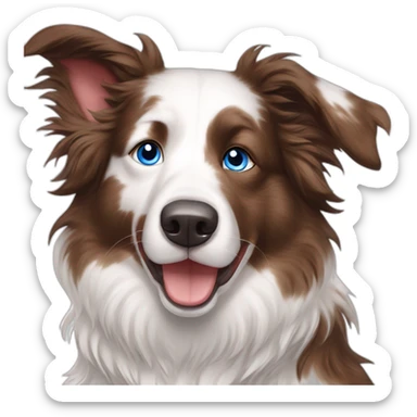 white red merle border collie speckled face blue eyes sticker