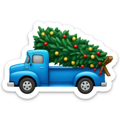 Blue truck with Christmas tree sticker
