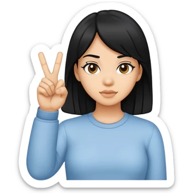 Light tan skin girl with black hair holding the middle finger sticker