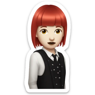 red-haired pale goth with bangs sticker