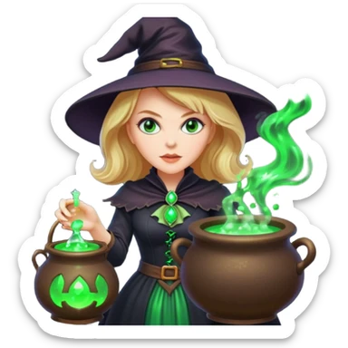Nicole Kidman making green glowing potion in witch costume sticker