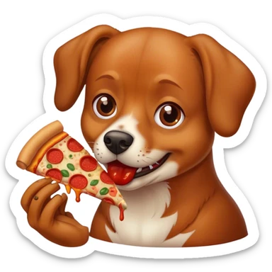a dog eating pizza sticker