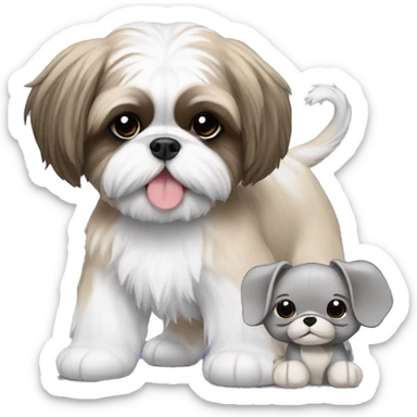 Shihtzu with elephant plushie sticker