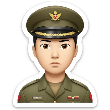 serious asian photorealistic soldier sticker