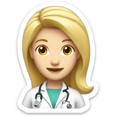 A blonde female doctor face, happy, oblique view sticker