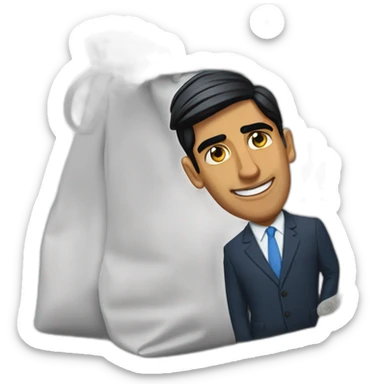 Rishi Sunak short trousers bag of money sticker