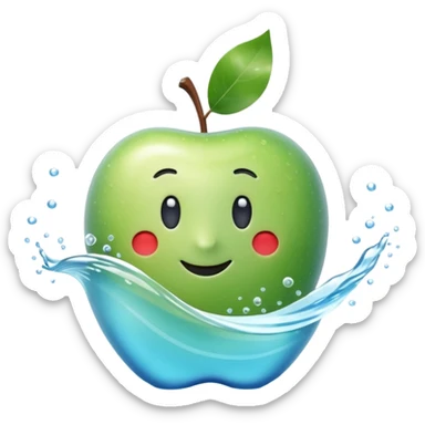 3D Apple style emoji of the sea, calm blue waves, sparkling water, isolated on white background, soft shadows, high detail, playful and cute. sticker