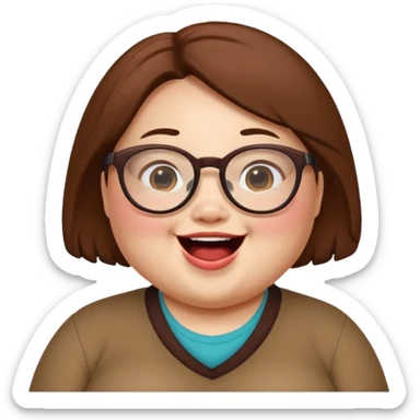 Chubby Laughing Mei mei wearing glasses from turning red sticker