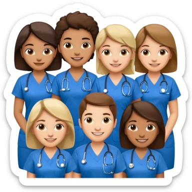 ahora una imagen de grupo de enfermeras/os+ sticker