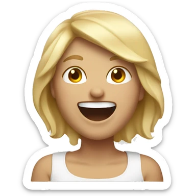 Short blond woman laughing hard sticker