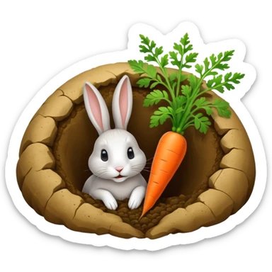 Rabbit burrow, carrot outside sticker