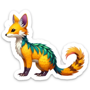 Feral Rare Fantasy vibrant colorful tropical Vernid-Trico-species by LiLaiRa, random markings, tufted tail, tufted ears, full body sticker