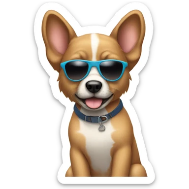 Dog with sunglasses and a tank top with really short shorts on and flip flops  sticker