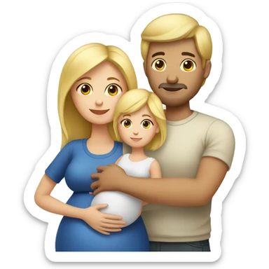 european Family;blonde-haired-pregnant-mother, black-haired-dad sticker