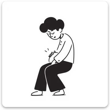 A person with stomach ache sticker